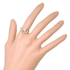 moon & star Ring K14 Yellow Gold/diamond #6.6(US Size) Star 2.5g Women